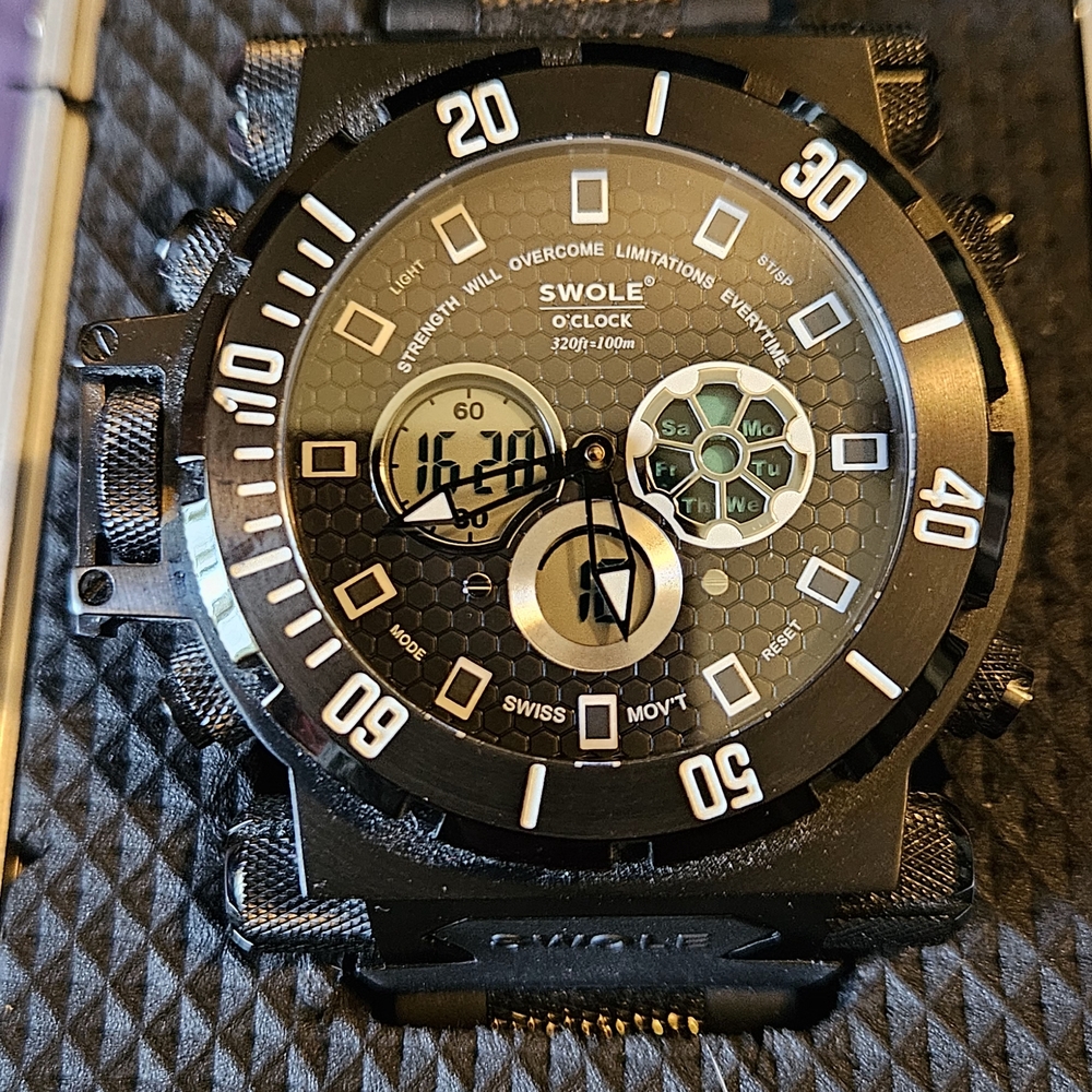 Black Digital-Analog Watch Swole O'Clock (Now S-Force)
